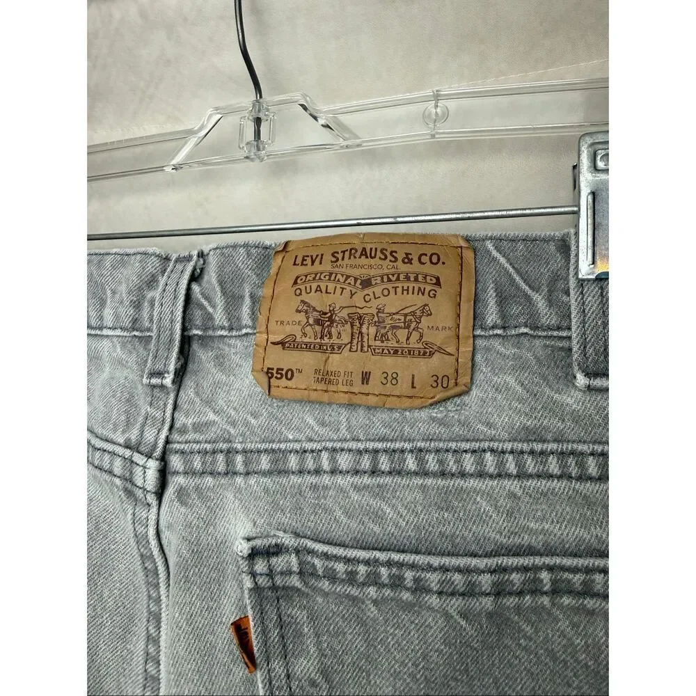 Vintage Men’s Orange Tab Levi’s 550 Light Gray RARE 34x29” 11/93